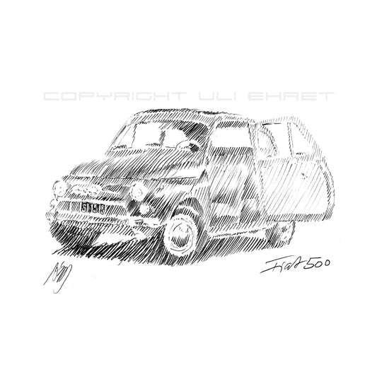 #0959P Fiat 500 Serie 2 Sketch