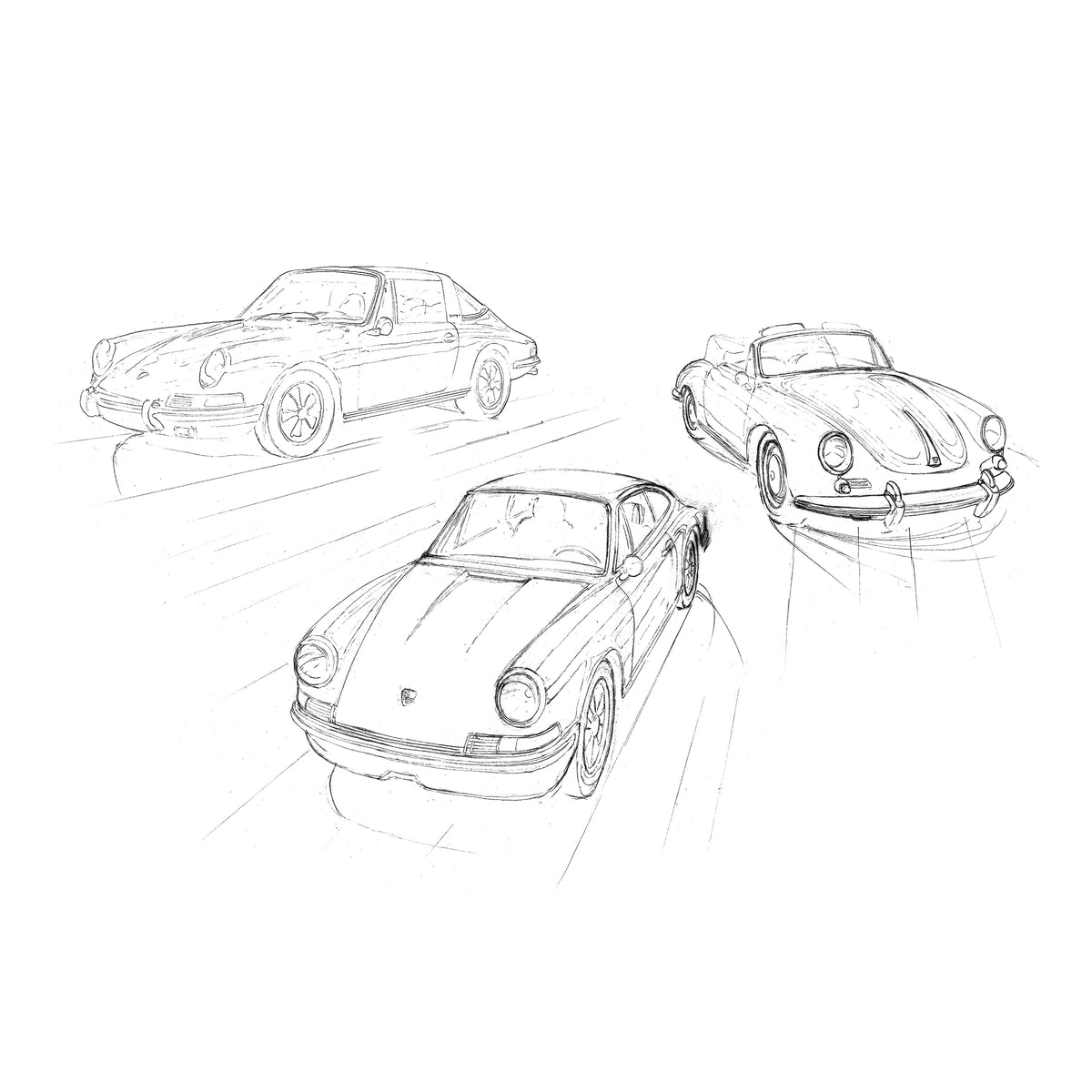 #0876P Porsche 356 & 911 Sketch