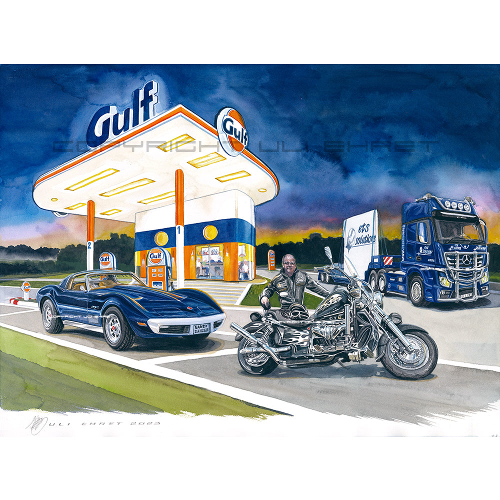 #1092 'Corvette C3 at a Gulf station'